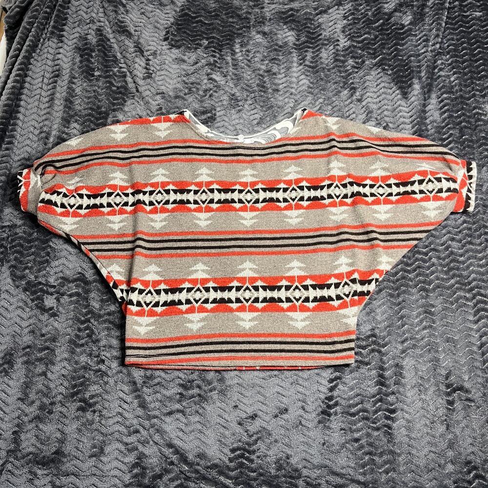 Papaya Multicolored aztec Dolman Sleeve Slouchy Knit Top Size L